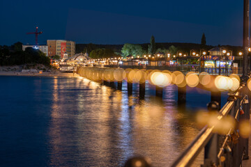 Baltic sea at beautiful sunset in Miedzyzdroje beach. Polish baltic coast. Famous city among the...