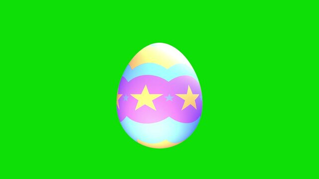 Looped cartoon Easter egg object on green screen background.