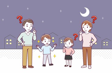 家族できれいな夜に