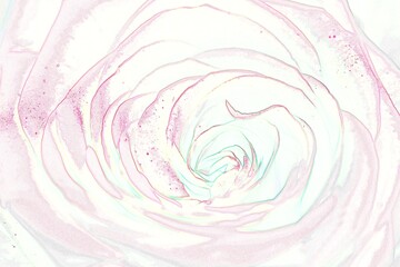 A rose with pale colours with edge outlines in colours