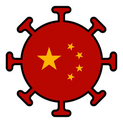 China flag in the shape of Coronavirus