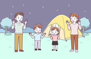 Fototapeta premium 家族で夜キャンプ