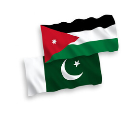 Naklejka premium Flags of Hashemite Kingdom of Jordan and Pakistan on a white background