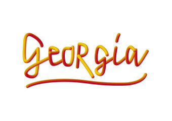 Georgia hand lettering with 3d effect on white background