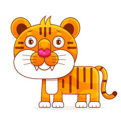 Vector illustration of Cute tiger cartoon kid printable stuff and t shirt, greeting card, nursery wall art