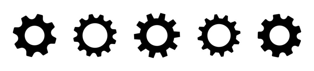 Gear icon set, Cogwheel isolated on white background, vector illustration