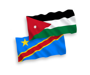 Flags of Hashemite Kingdom of Jordan and Democratic Republic of the Congo on a white background