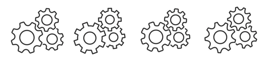 setting gear icon, Cogwheel group in line style isolated on white background, vector illustration