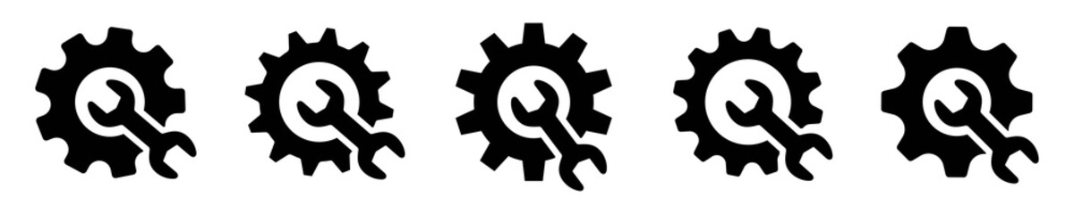 wrench with gear icon, Service tool gear symbol, vector illustration