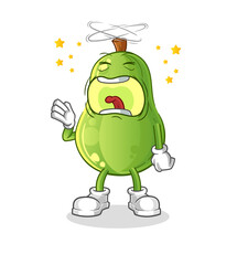 avocado yawn character. cartoon mascot vector