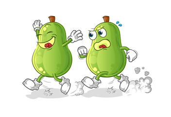 avocado play chase cartoon. cartoon mascot vector
