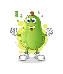 avocado full battery character. cartoon mascot vector