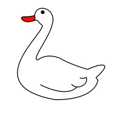 White goose with red beak on white background graphic image