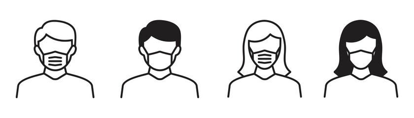Man and Woman wear medical face protection mask. sickness protection, disease, allergies, pollution business concepts, 