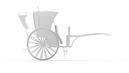 Fototapeta na wymiar 3D rendering of a carriage vintage historic cart isolated on white background.