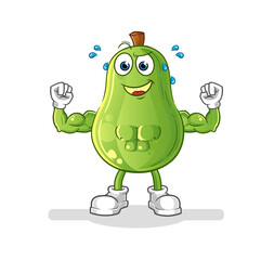 avocado muscular cartoon. cartoon mascot vector