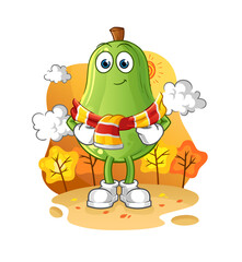 avocado in the autumn. cartoon mascot vector