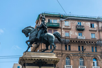 Obraz premium Statue of Vittorio Emanuele II in Naples, Italy