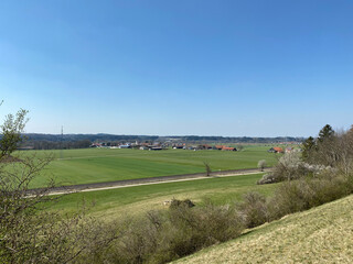 View of landscape and village in Allgäu, Bavaria, Germany