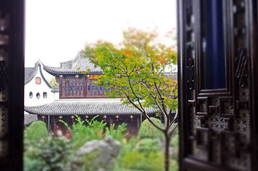 chinese garden and  building architecture