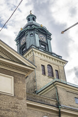 Fototapeta na wymiar Neoclassical Gothenburg Cathedral (Gustavi domkyrka) lies near heart of city, cathedral built in 1815 and replaced an earlier cathedral built in XVII century. Gothenburg, Sweden.