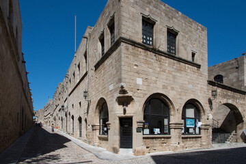 Fototapeta na wymiar View of street of Knights, in old town Rhodes, Dodecanese Greece