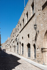 Street of Knights on a sunny day, Old Town Rhodes, Dodecanese, Greece