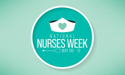 Obraz premium National Nurses week is observed in United states from May 6 to 12 of each year, to mark the contributions that nurses make to society. Vector illustration.