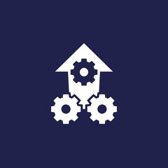 Operational excellence, efficient production white icon