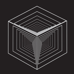 3d isometric image of the outlines of nested cubes