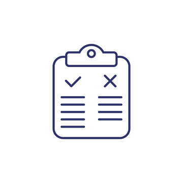 Pros And Cons Line Icon With Clipboard