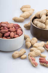 Dried peanuts with shells. Close up image.