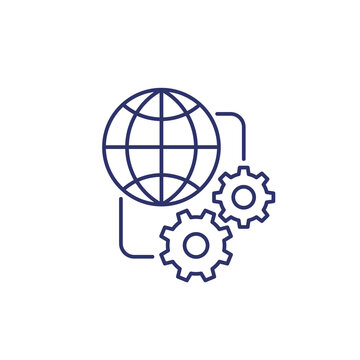recommend clip art: network settings line icon on white