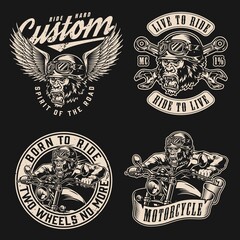 Fototapeta premium Motorcycle vintage monochrome emblems