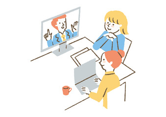 WEB会議中の女性2人02