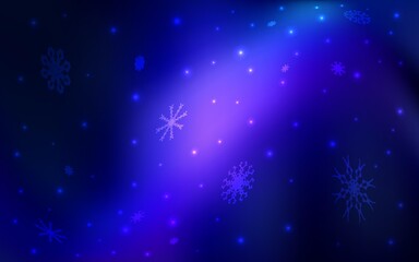 Fototapeta na wymiar Dark Pink, Blue vector texture with colored snowflakes.