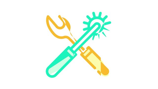 rasper and hole punch for eyelets and buttons color icon animation