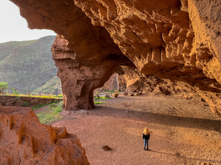 The Red Cave. Santa Cruz. Tenerife. Canary Islands. The Cave owes its name to the red color of the stone. It is not a natural cave, is an abandoned old quarry. © Migeli Barrios