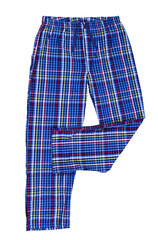 Pajamas pants isolated on white background. Plaid sleep pants close up