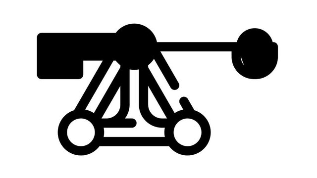 medieval catapult weapon black icon animation