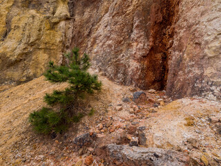 ochre quarry with different colors, in Provence