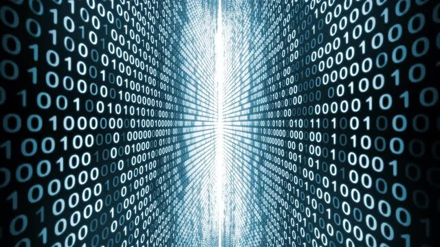 Digital binary code blue walls animation looping background