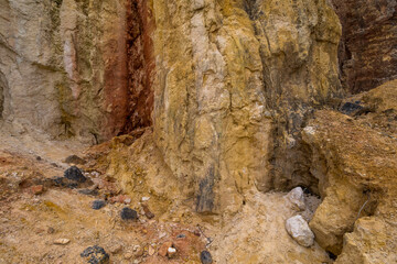 ochre quarry with different colors, in Provence