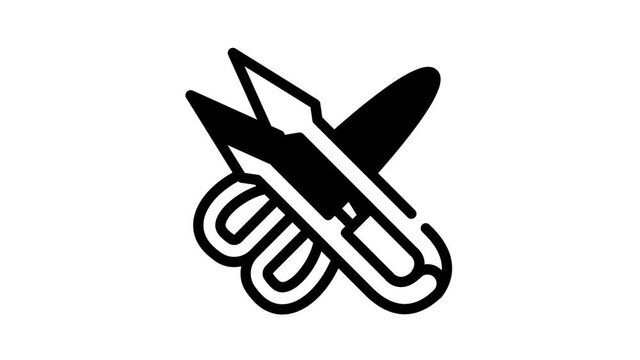 different scissors black icon animation