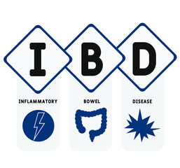 IBD - Inflammatory Bowel Disease acronym. medical concept background.  vector illustration concept with keywords and icons. lettering illustration with icons for web banner, flyer, landing page