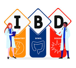 Flat design with people. IBD - Inflammatory Bowel Disease . acronym, medical concept background.   Vector illustration for website banner, marketing materials, business presentation, online