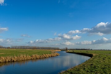 Fototapeta premium Wageningen Netherlands - 16 February 2018 - Nature reserve Hooilanden in Binnenveld near Wageningen in the Netherlands