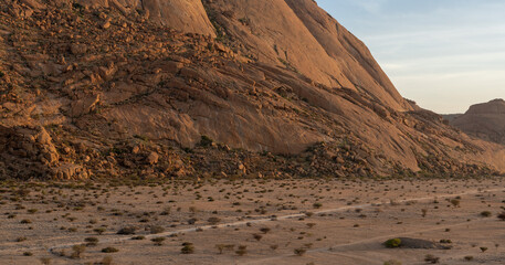 Classic Campground along the mountains of Spitzkoppe in Namibia