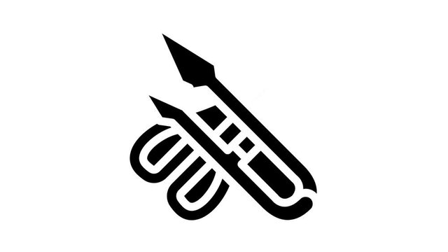 different scissors glyph icon animation