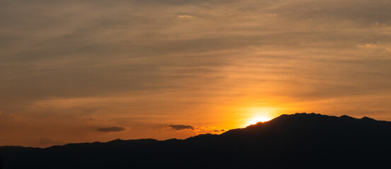colorful of sky and beautiful mountain landscape Morning sunrise time mountain scenery